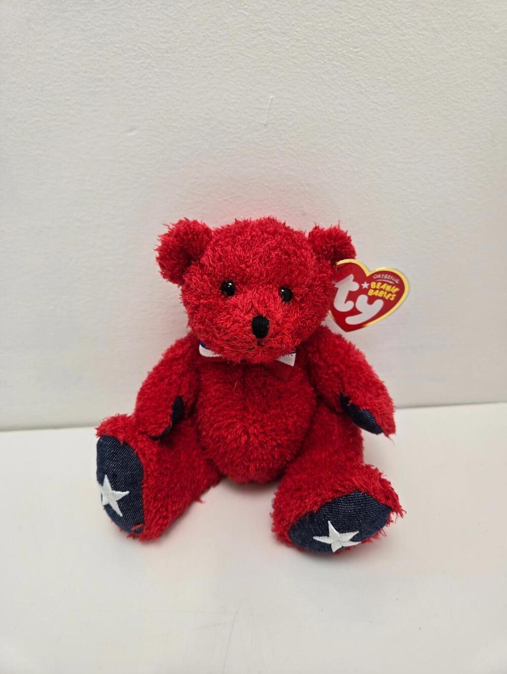 Ty Beanie Baby “Sparklers” the Red Patriotic Bear - Internet Exc (5.5 inch)